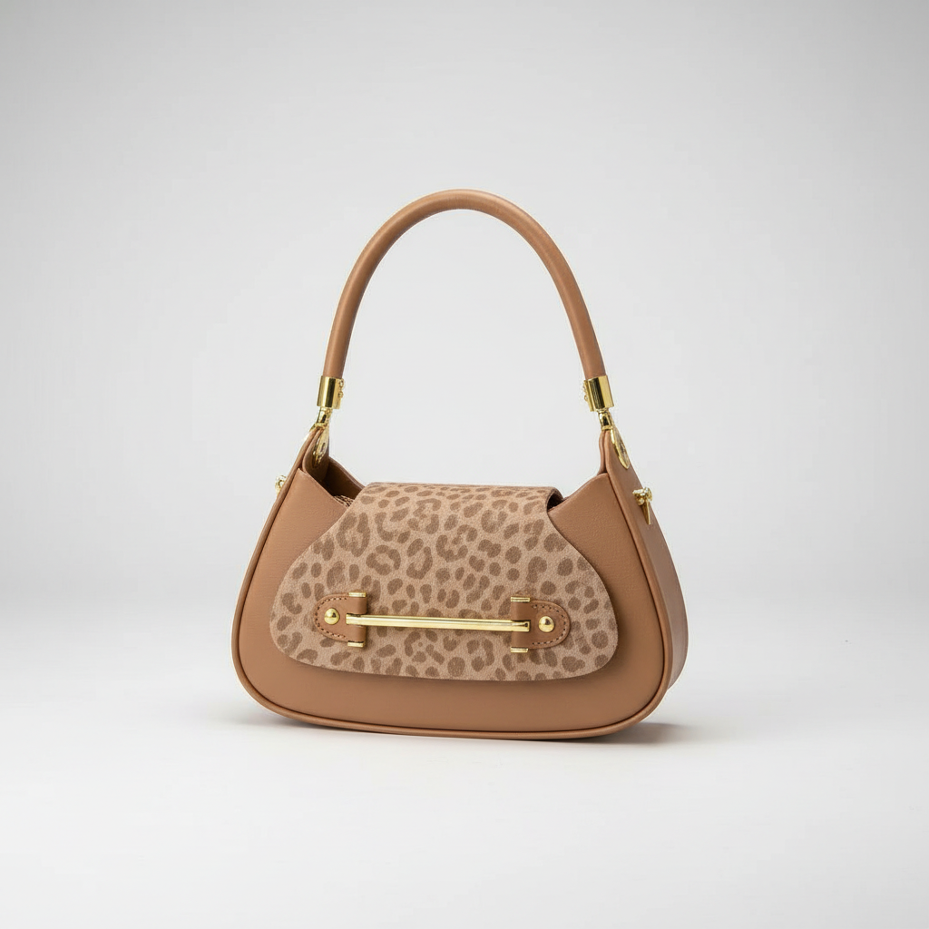 V1286 curved shoulder bag in taupe