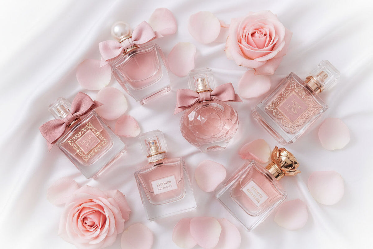Luxury perfume bottle on white background