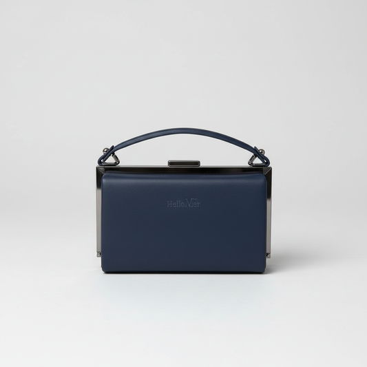 V1065 box handbag in navy blue