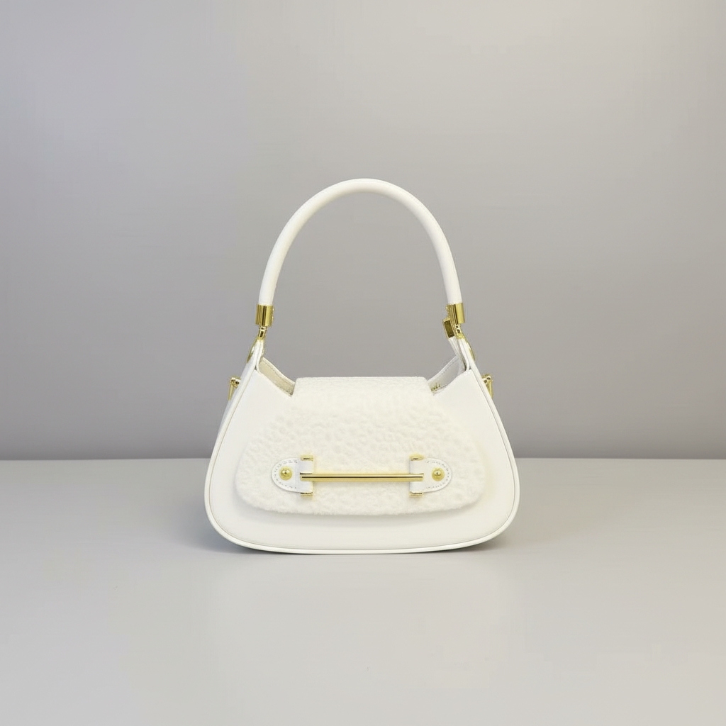 V1286 curved shoulder bag in white