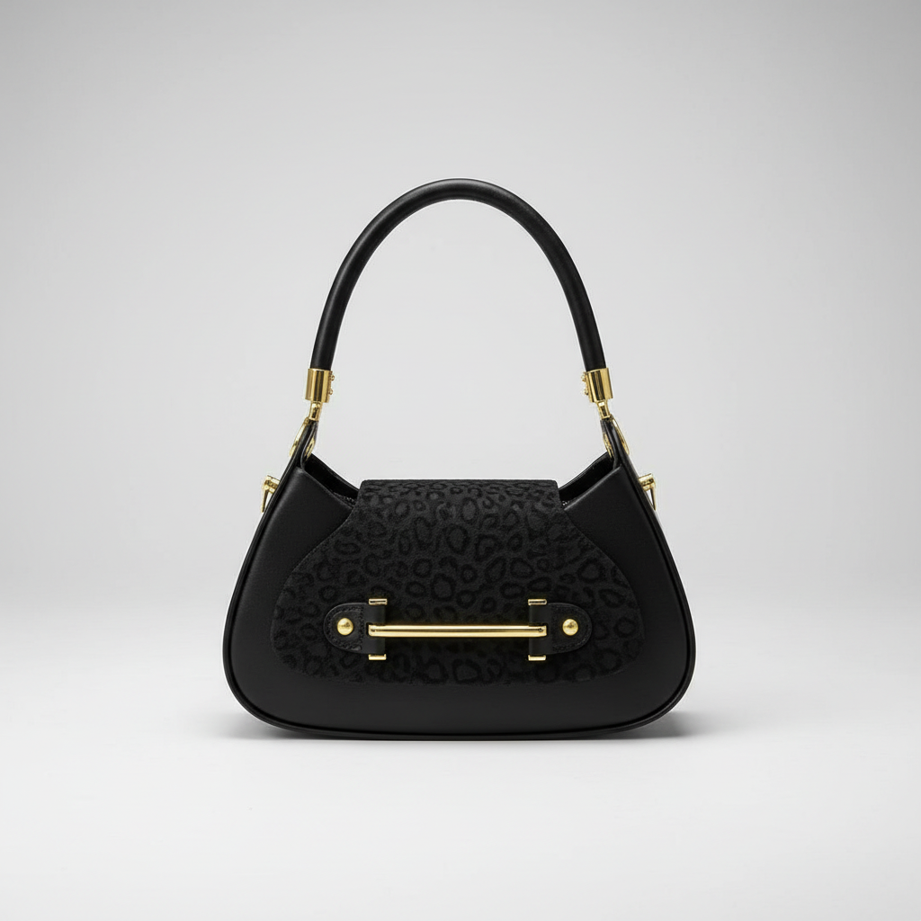 V1286 curved shoulder bag in black