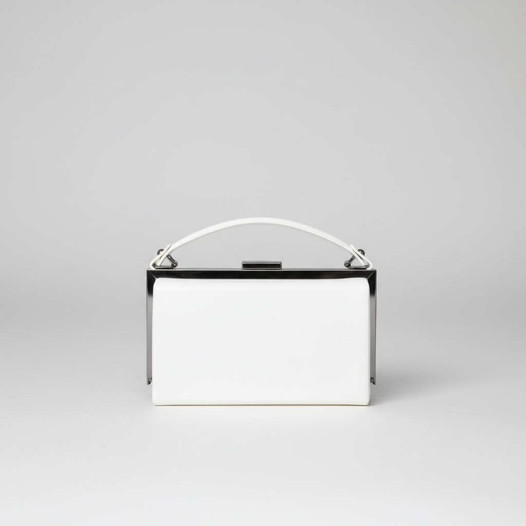 V1065 box handbag in white