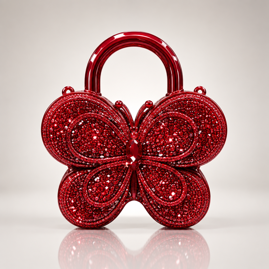Red crystal butterfly handbag