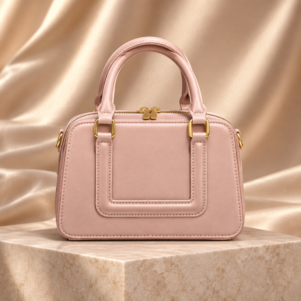 Blush compact boxy handbag
