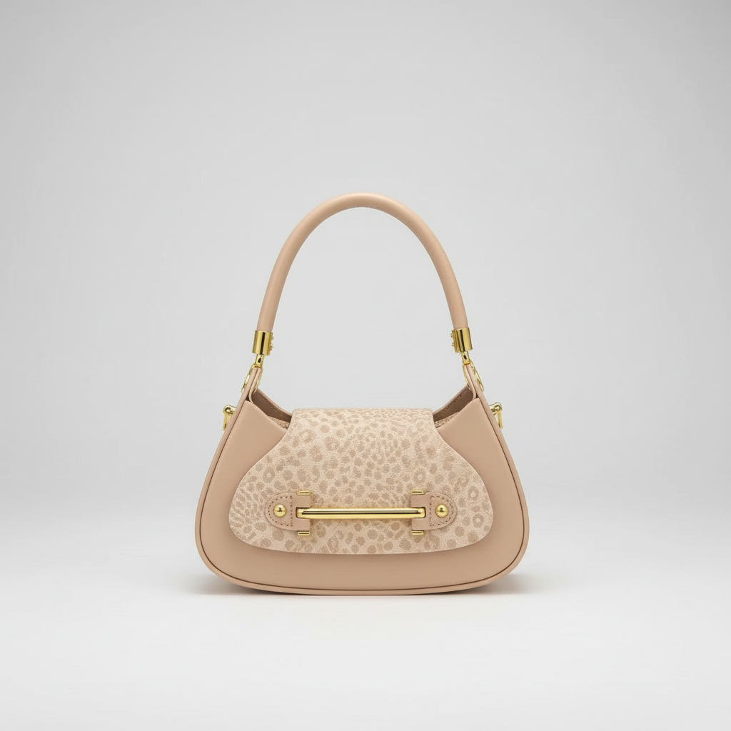 V1286 curved shoulder bag in beige