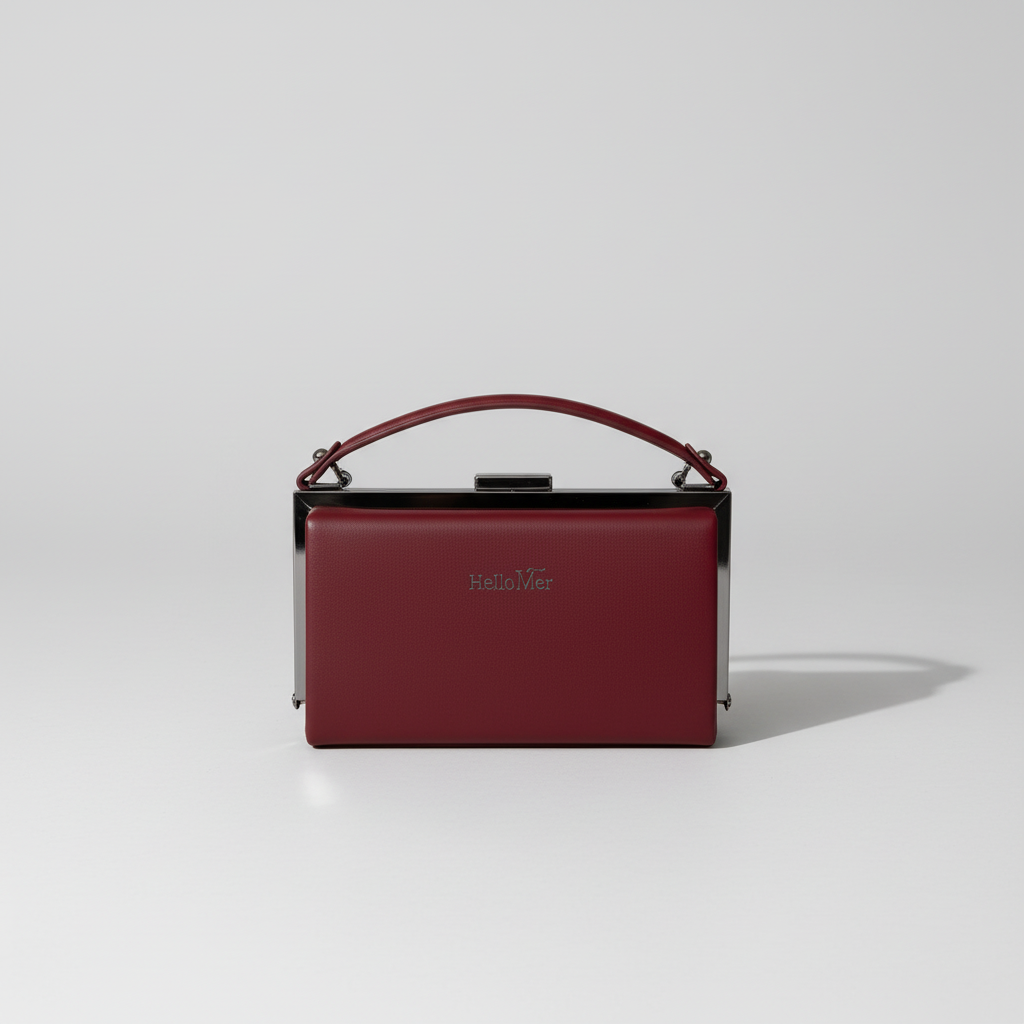 V1065 box handbag in burgundy