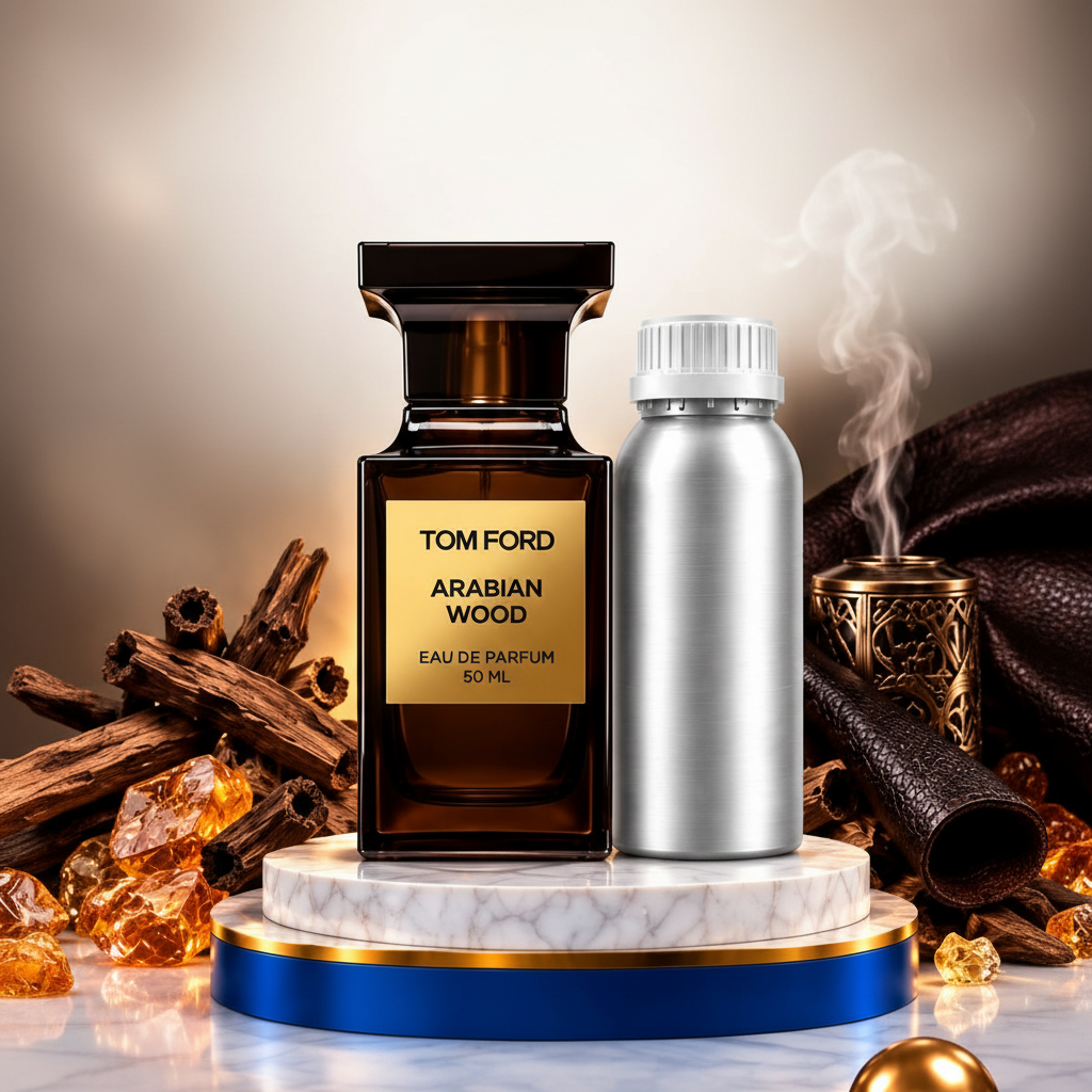 Amber perfume bottle and 500ml canister with oud wood and amber resin