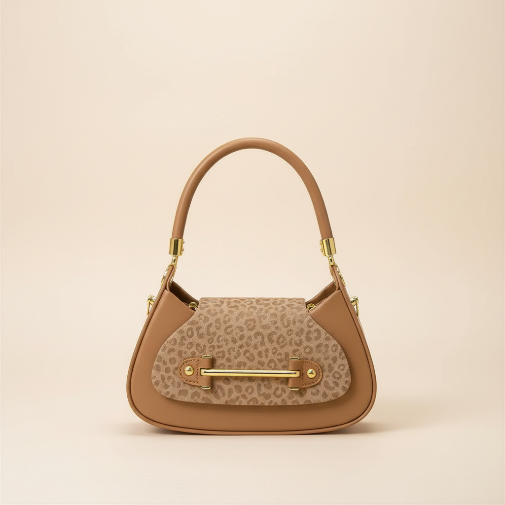 V1286 curved shoulder bag in camel