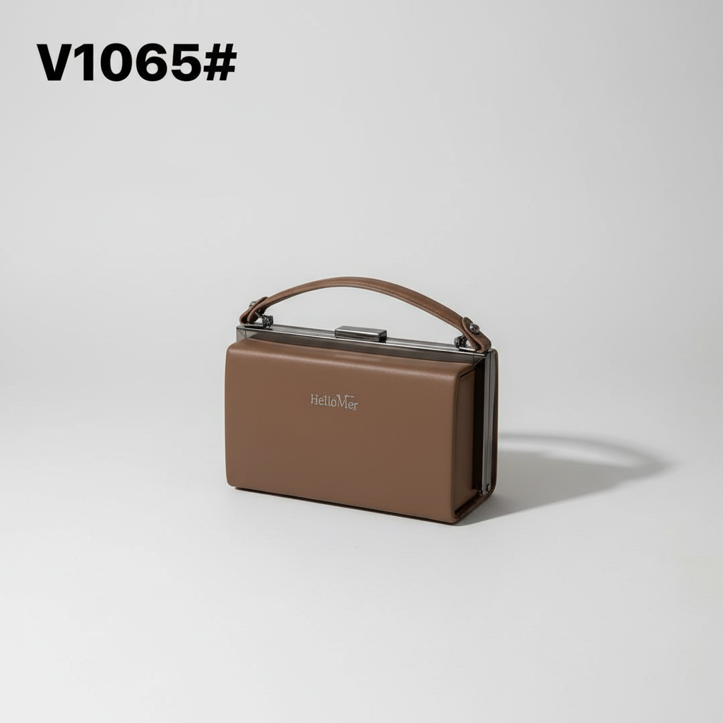 V1065 box handbag in mocha brown