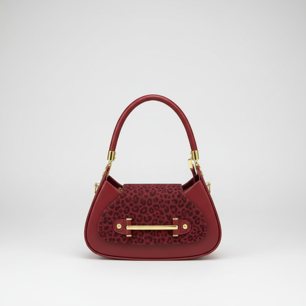 V1286 curved shoulder bag in red